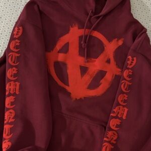 Vetements Burgundy Graphic Hoodie garderobe collection